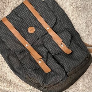 Roxy Black Grey Chevron Stripe Backpack